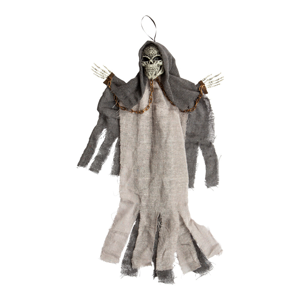 Halloween Hængende kranium spøgelse 55 cm, Manden med leen