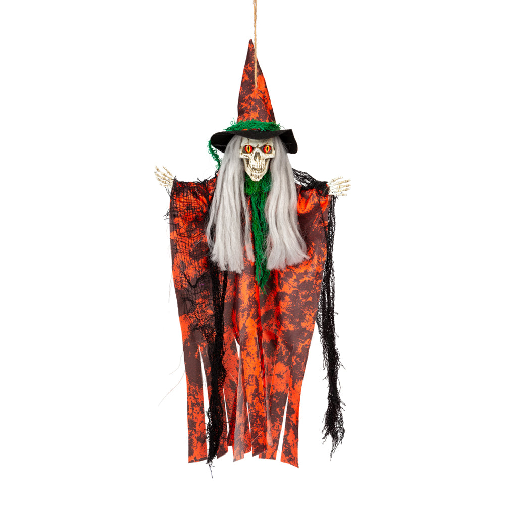 Halloween Hængende kranium spøgelse 60 cm, Orange heks