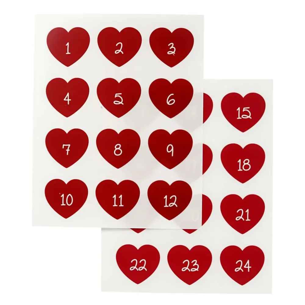 Julestickers kalendertal 1-24, Hjerter