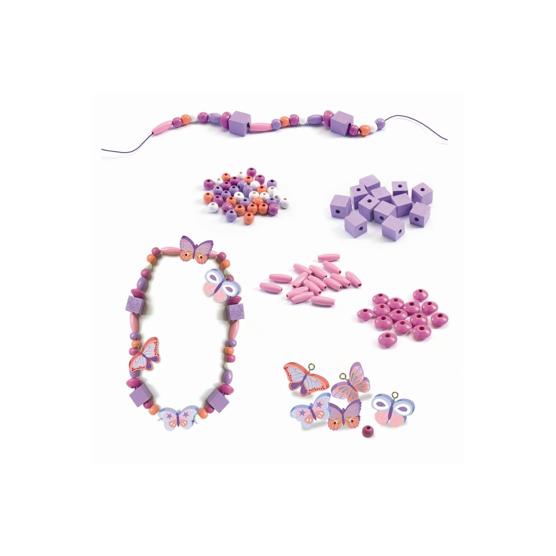Djeco Kreativ æske med træperler, Sommerfugle