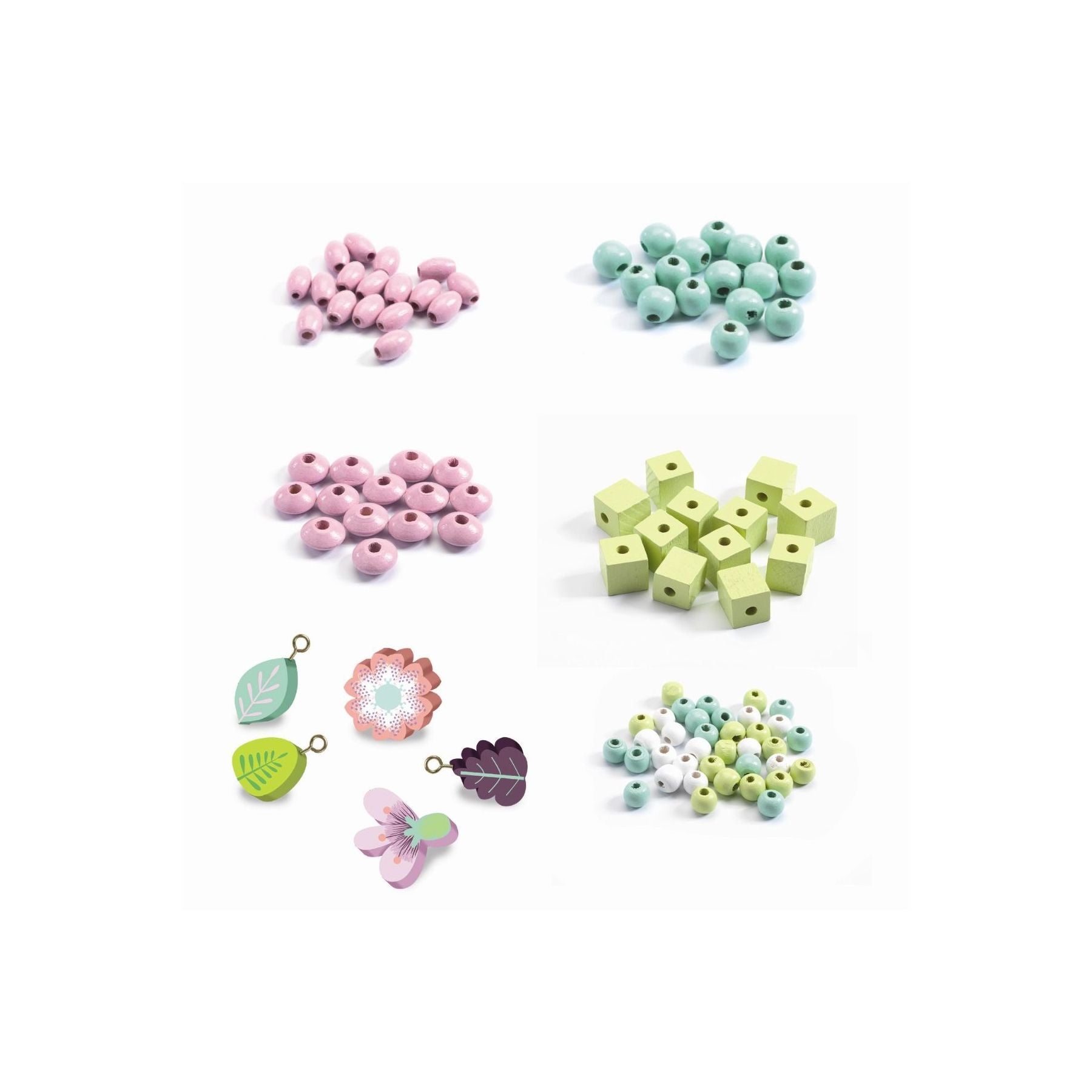 Djeco Kreativ æske med træperler, Blomster