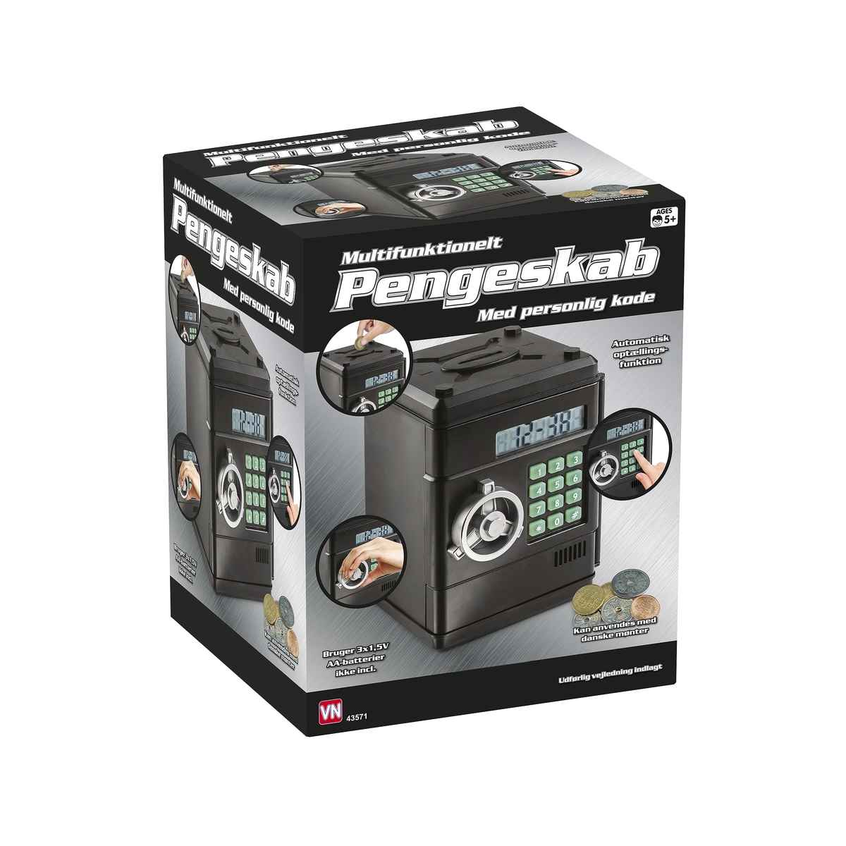 Pengeskab med kode og password