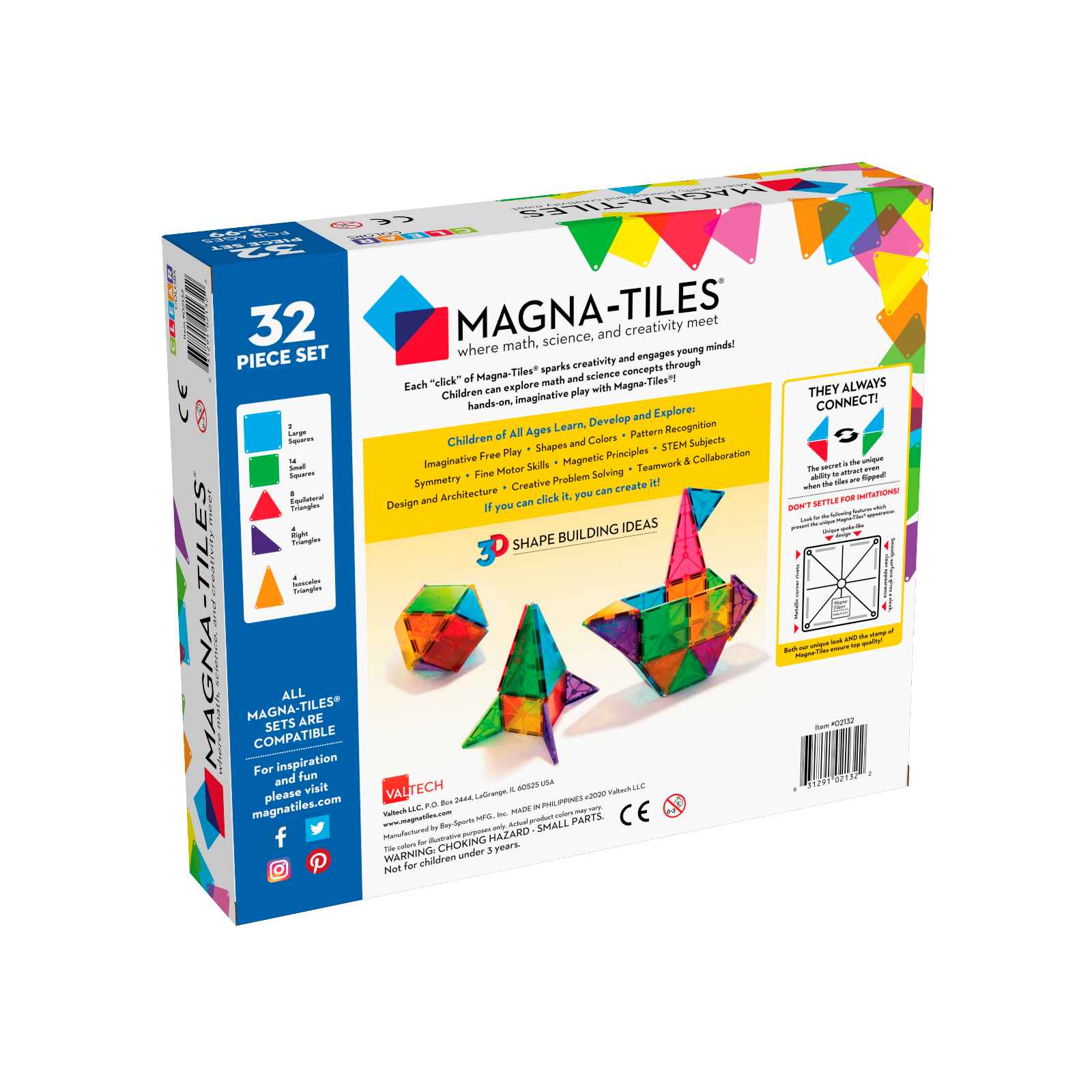 Magna-Tiles Clear Colors Transparent 32 dele