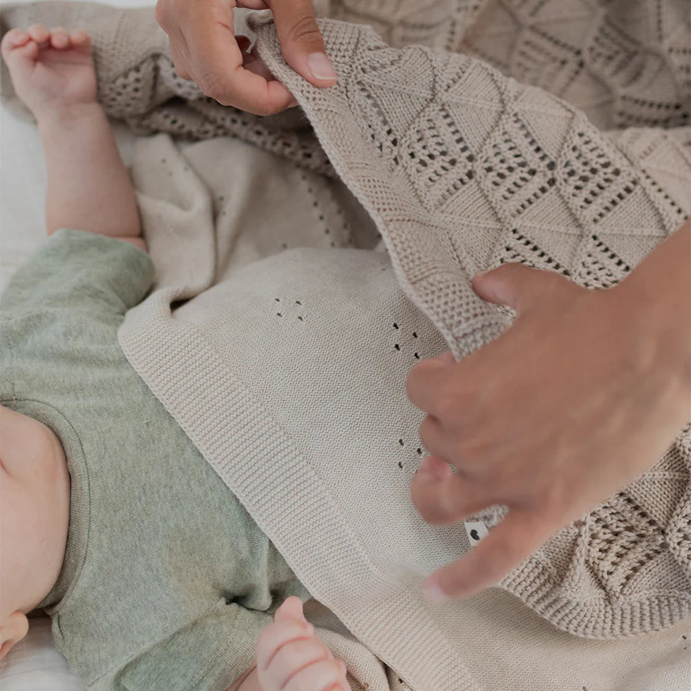 BIBS Strikket babytæppe 70 x 100 cm, Wavy Vanilla