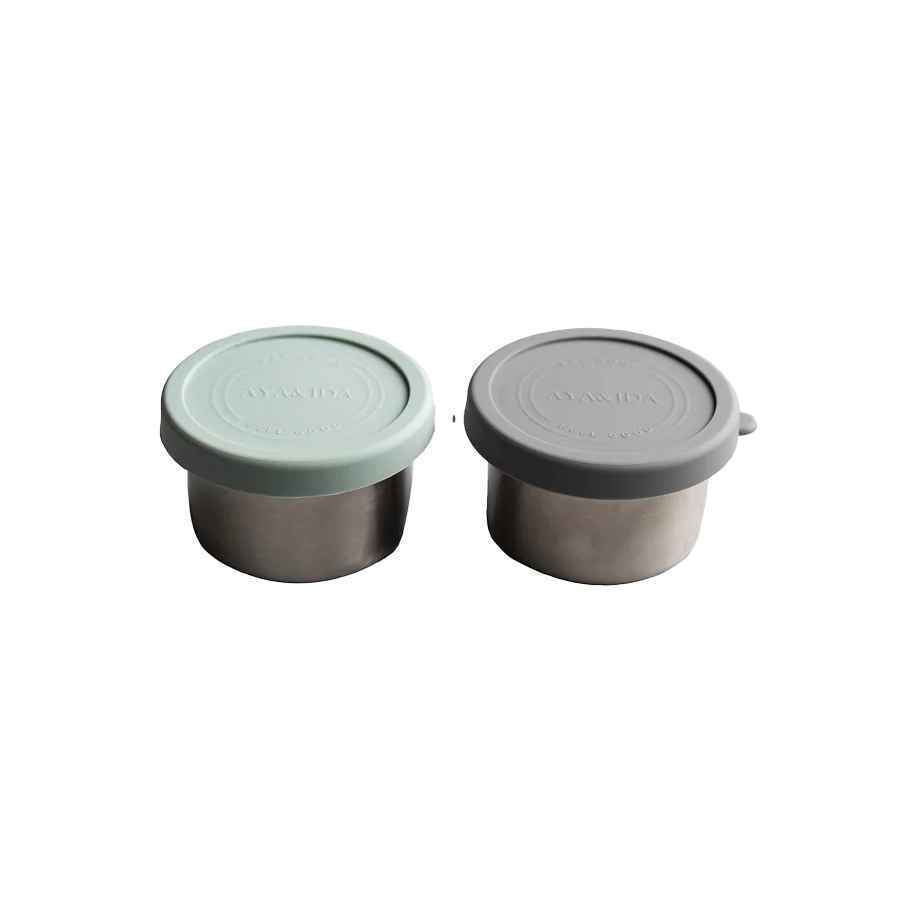 Aya & Ida Snack Containers 100 ml, Dark Grey / Mint Green