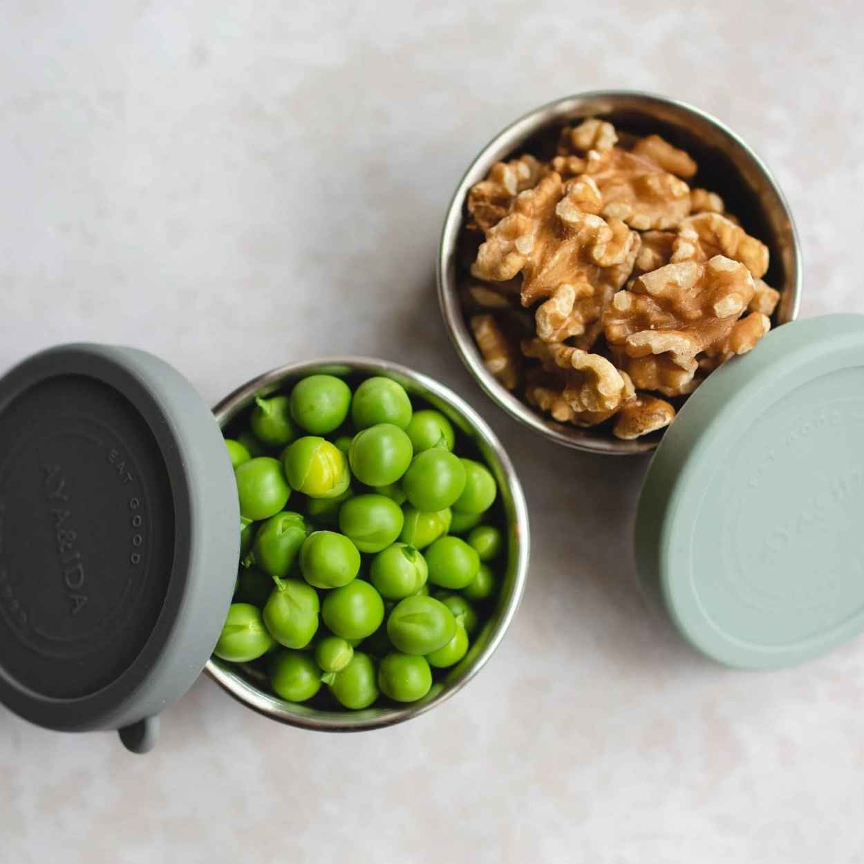 Aya & Ida Snack Containers 100 ml, Dark Grey / Mint Green