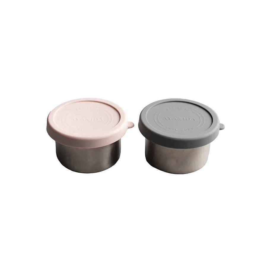 Aya & Ida Snack Containers 100 ml, Dark Grey / Soft Rose