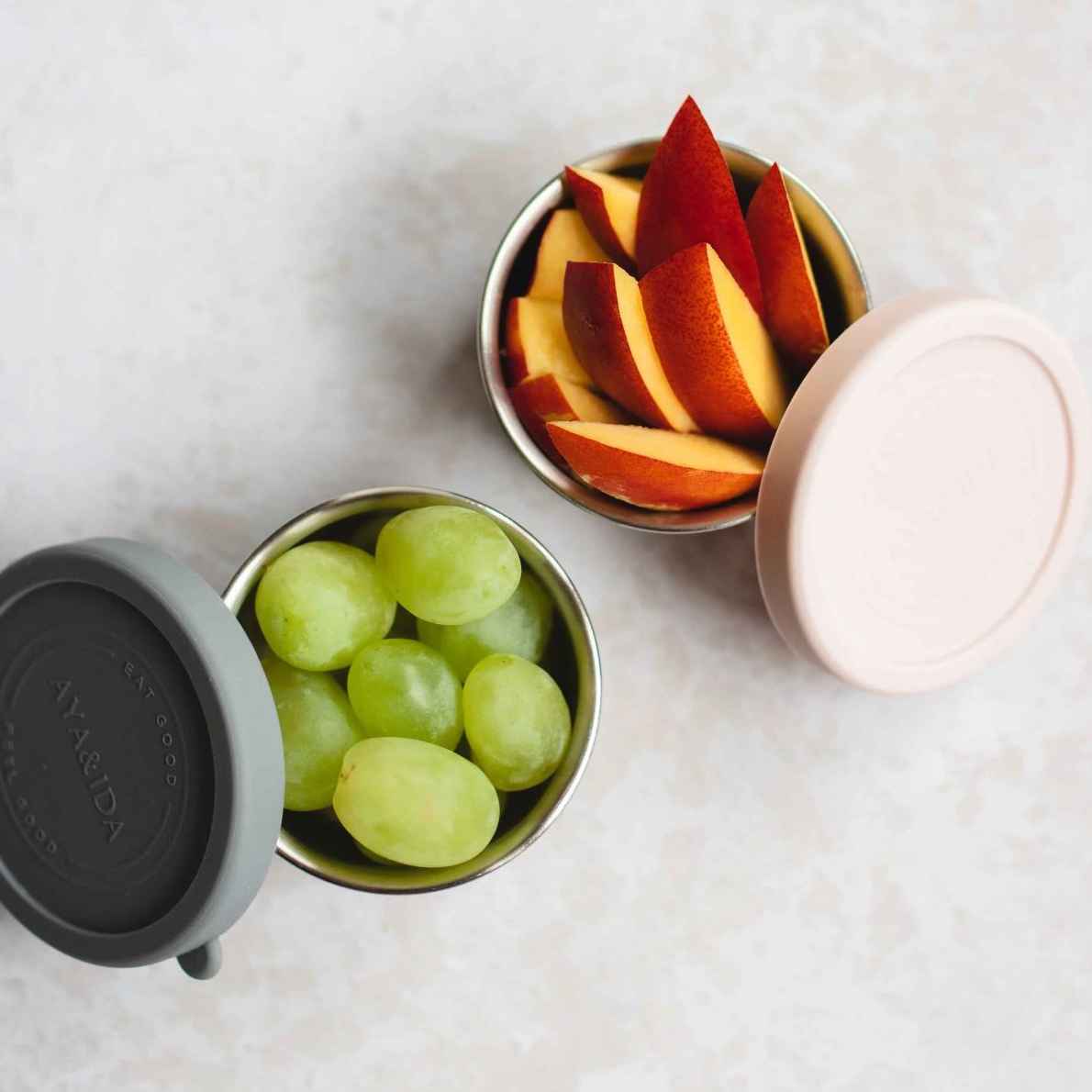 Aya & Ida Snack Containers 100 ml, Dark Grey / Soft Rose