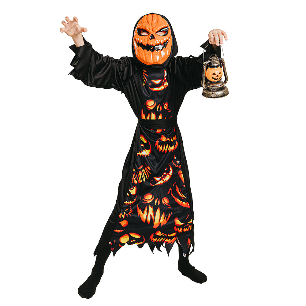 Halloween Kostume str. 5-14 år, Græskardæmon kjole
